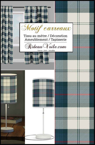 Velours tissu d'ameublement à motifs imprimés carreaux et tartan écossais- Tissu au mètre et confection sur mesure. Disponible également en velours ignifuge