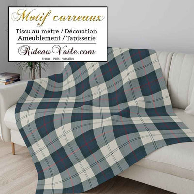 Velours tissu d'ameublement à motifs imprimés carreaux et tartan écossais- Tissu au mètre et confection sur mesure rideau coussin Disponible également en velours ignifuge.
