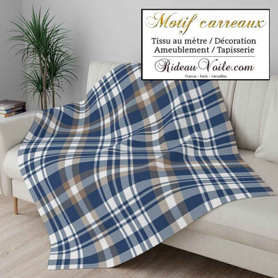 Inspiration tissus chalet ambiance montagne chic laine carreaux bleu beige tartan