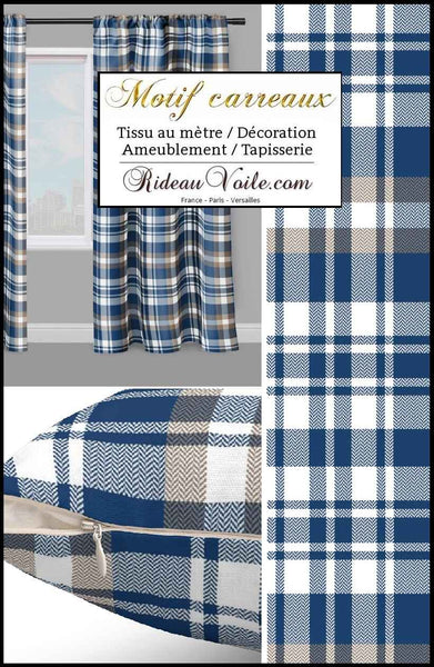 Inspiration tissus chalet ambiance montagne chic laine carreaux bleu beige tartan