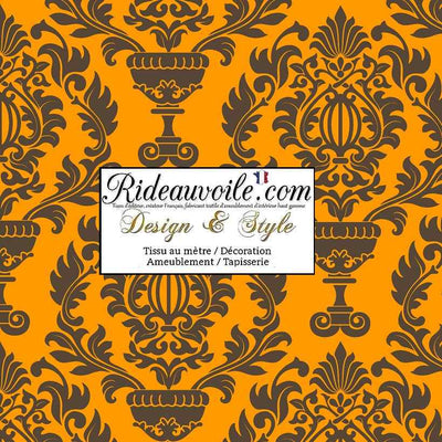 Architecte rénov' designer intérieur Tissu ameublement imprimé Jacquard Baroque orange