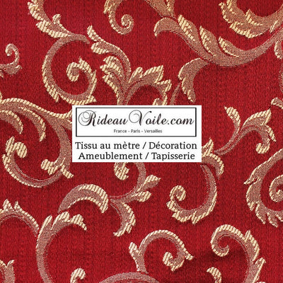 Tissu jacquard ameublement brocard tissu précieux rouge or mètre rideau