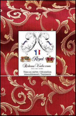 Tissu jacquard ameublement brocard tissu précieux rouge or mètre rideau