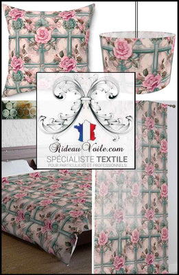 Tissu ameublement ignifuge occultant imprimé Roses style vintage au mètre rideau