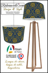 Création Abat-jour sur mesure tissu bleu or motif fleur floral - custom Lampshade