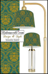 Styliste Abat-jour sur mesure tissu vert or motif fleur floral - Custom lampshade