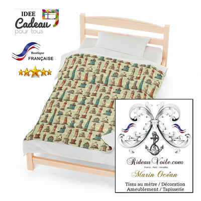 Boutique tissu ignifuge occultant motif marin au mètre imprimé Phare bateau  rideau