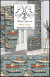 Boutique achat Tissu nautique, textile bateau imprimé ambiance intérieur marin bleu