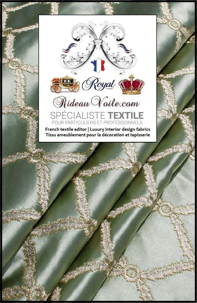 Tissu Satin luxueux d'ameublement décoratif ornements géométriques style Baroque. Tissu disponible au mètre & Confection sur mesure