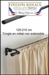 Tringles barres métal réglables extensibles 120cm à 210cm support rideaux. Noir