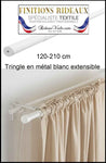 Tringles barres métal réglables extensibles 120cm à 210cm support rideaux. Blanc