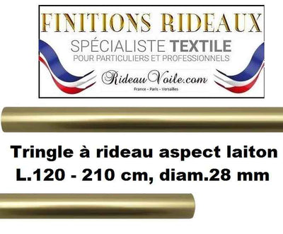 Tringle barre métal réglable extensible 120cm à 210cm support rideaux. Laiton - Vendue à l'unit