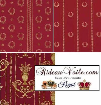 Architecte intérieur tissu ameublement Jacquard Rouge motif couronne Napoléon