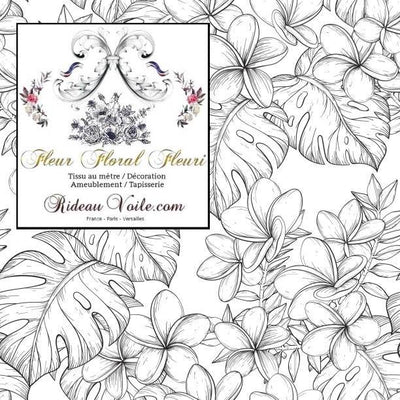 Tissu ameublement imprimé feuilles fleurs tropicales feuillage mètre