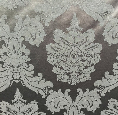 Tissu ameublement mètre Jacquard Damasco Baroque rideau GRIS foncé floral Damassé