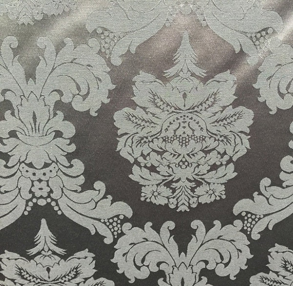 Tissu ameublement mètre Jacquard Damasco Baroque rideau GRIS foncé floral Damassé