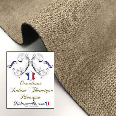 Tissu beige acoustique revers polaire ameublement isolant thermique phonique rideau occultant