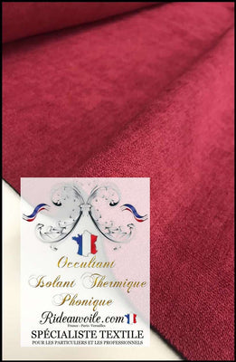 Tissu ameublement isolation thermique phonique occultant mètre rideau Framboise