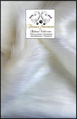 Tissu ignifuge🔥ameublement imitation Fausse fourrure au mètre rideau poils longs blanc