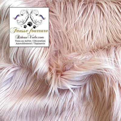 Tissu🔥déco event Fausse fourrure Ignifuge rose clair mètre rideau sur mesure