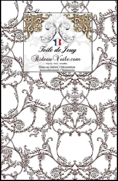 Tissu d'ameublement d'intérieur tissu imprimé Toile de Jouy rouge marron au mètre