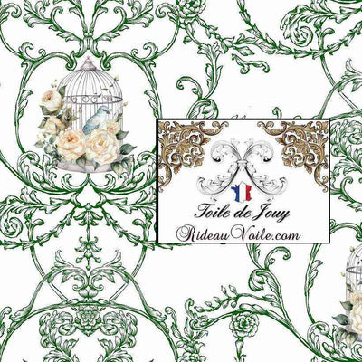 Boutique tissu ameublement Toile de Jouy motif oiseaux & floral rideau ignifuge occultant