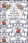 Éditeur Français textile ameublement mètre motif Toile de Jouy bleu motif oiseaux fleurs