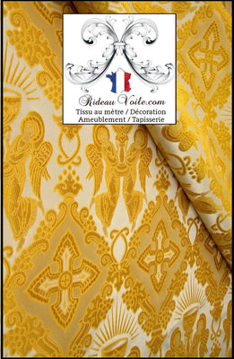 Tissu ameublement religieux blanc Or mètre Médiéval Brocart Baroque Liturgique