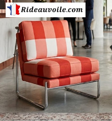 Fauteuil d'appoint carreaux vichy rouge blanc Tissu housse confection sur mesure