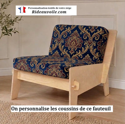 Fauteuil d'appoint bois bouleau personnalisé Tissu housse personnalisable sur mesure