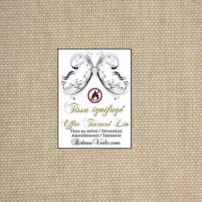 Tissu ameublement apparence tissé LIN amande naturel non feu ignifuge au mètre rideau