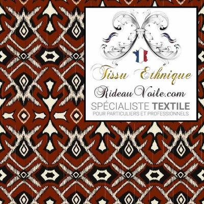 Tissu d'ameublement Inspiration Ikat d'Afrique rouge motif Ethnique ignifuge au mètre