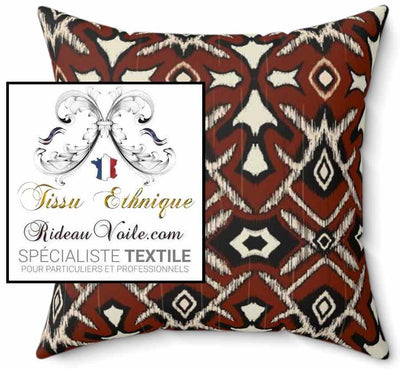 Tissu d'ameublement Inspiration Ikat d'Afrique rouge motif Ethnique ignifuge au mètre