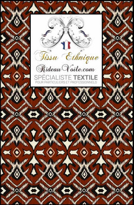 Tissu d'ameublement Inspiration Ikat d'Afrique rouge motif Ethnique ignifuge au mètre