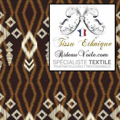 Tissu déco intérieur Inspiration Africaine motif Ethnique Ikat ignifuge au mètre