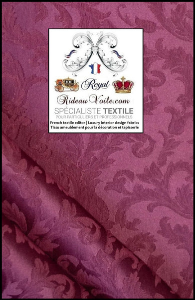 Tissu Jacquard Baroque ameublement Damasco violet mètre largeur 330cm