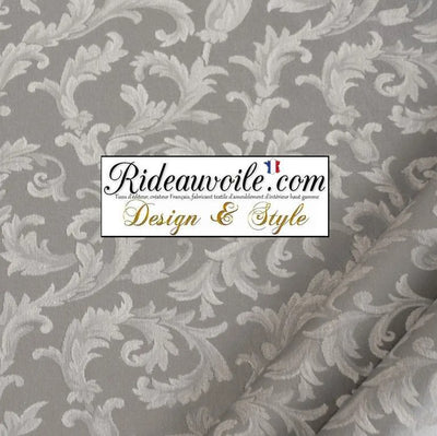 Tissu ameublement Damasco Gris mètre grande largeur 330cm Jacquard Baroque