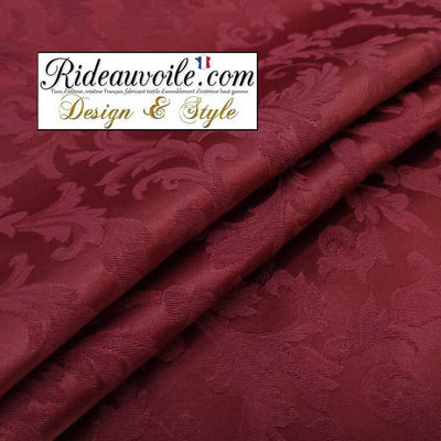 Tissu Jacquard Baroque Bordeaux ameublement Damasco satin mètre largeur 330cm