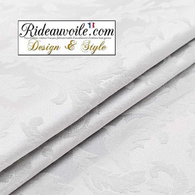 Tissu Damassé Damasco blanc ameublement au mètre Jacquard ornement Baroque