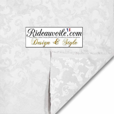 Tissu Damassé Damasco blanc ameublement au mètre Jacquard ornement Baroque