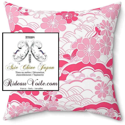 housse coussin sur mesure - Rideau imprimé Japonais tissu Chinois fleur rose ignifuge occultant