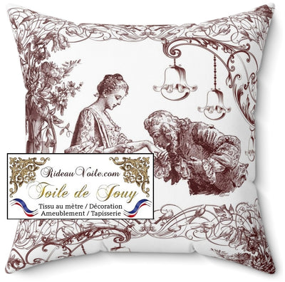 "Les Amants" motif imprimé designer Toile de Jouy couple du XVIIIe siècle  - Tissu haute gamme d'ameublement pour la décoration d'intérieur, la tapisserie (murale & siège). Disponible dans différentes matières au mètre & Papier peint - Service de confection sur mesure à votre disposition.