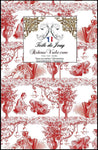 Tissu d'éditeur ameublement archive imprimé toile de Jouy rouge mètre rideau
