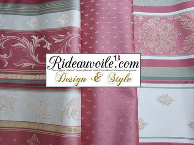 Tissu ameublement ancien mètre Jacquard rayure Or Rose rideau motif Baroque
