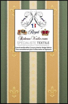 Tissu ameublement broderie Fleur de lys rayures style vert Empire architecte intérieur