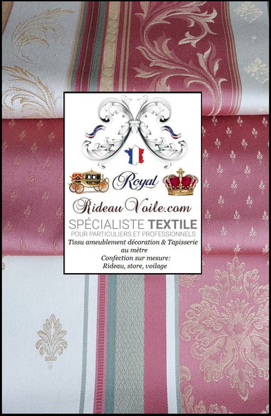 Tissu rayé ameublement mètre Jacquard rayures Or Rose rideau style Baroque