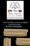 Passementerie Mercerie Ruban métallique, bordure métallique - Couleur rouge et or. Largeur des rubans disponibles: 2,5 cm et 4 cm, bordure broderie dans le style liturgique d'église esprit vintage Baroque.