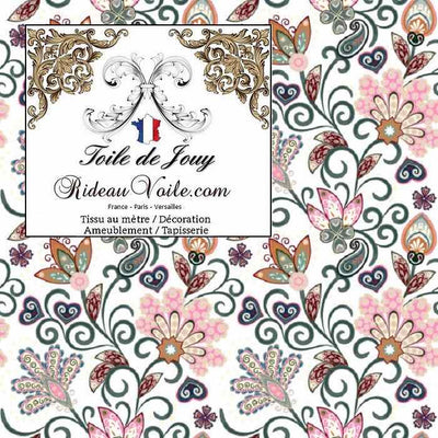 Tissu ethnique ameublement motif floral Toile de Jouy ornement Indien Paisley mètre