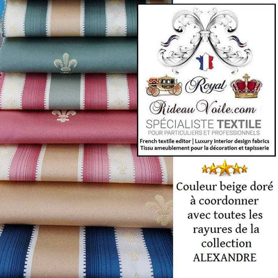 Boutique Tissu ameublement Jacquard Fleur de lys ROSE Empire mètre rideau