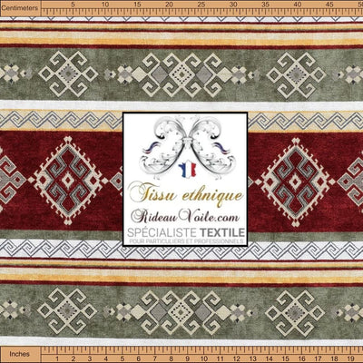 Tissu ameublement tapisserie intérieur kilim Navajo rouge vert rayures mètre